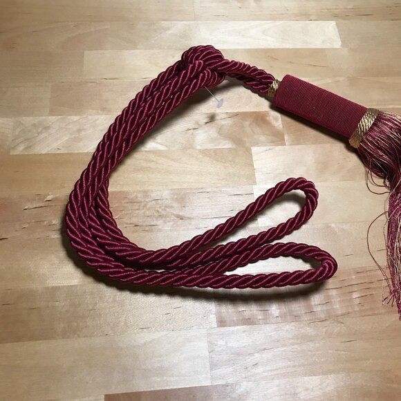 Vintage Rodeo Home Aurbergine Gold Curtain Braided Rope Tassel Drape Tieback 29" - Picture 4 of 7